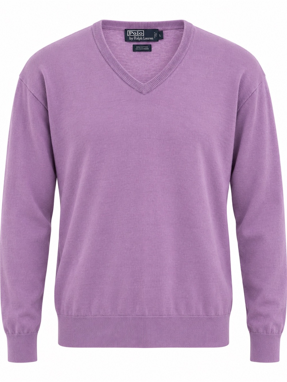 Polo Ralph Lauren Men’s Lavender Cotton Cashmere V-Neck Sweater L